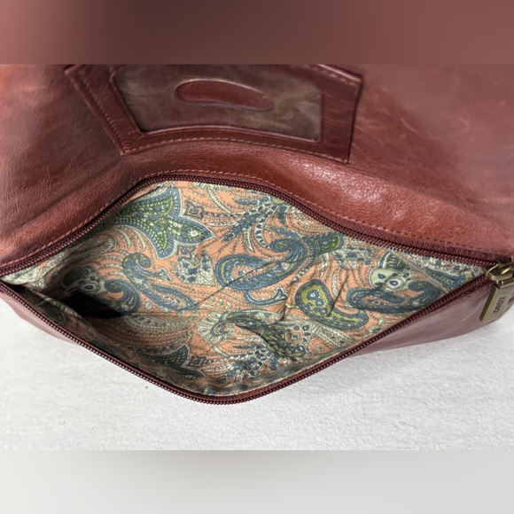 Vintage HOBO International Chestnut Brown Leather Clutch Handbag - Picture 6 of 10